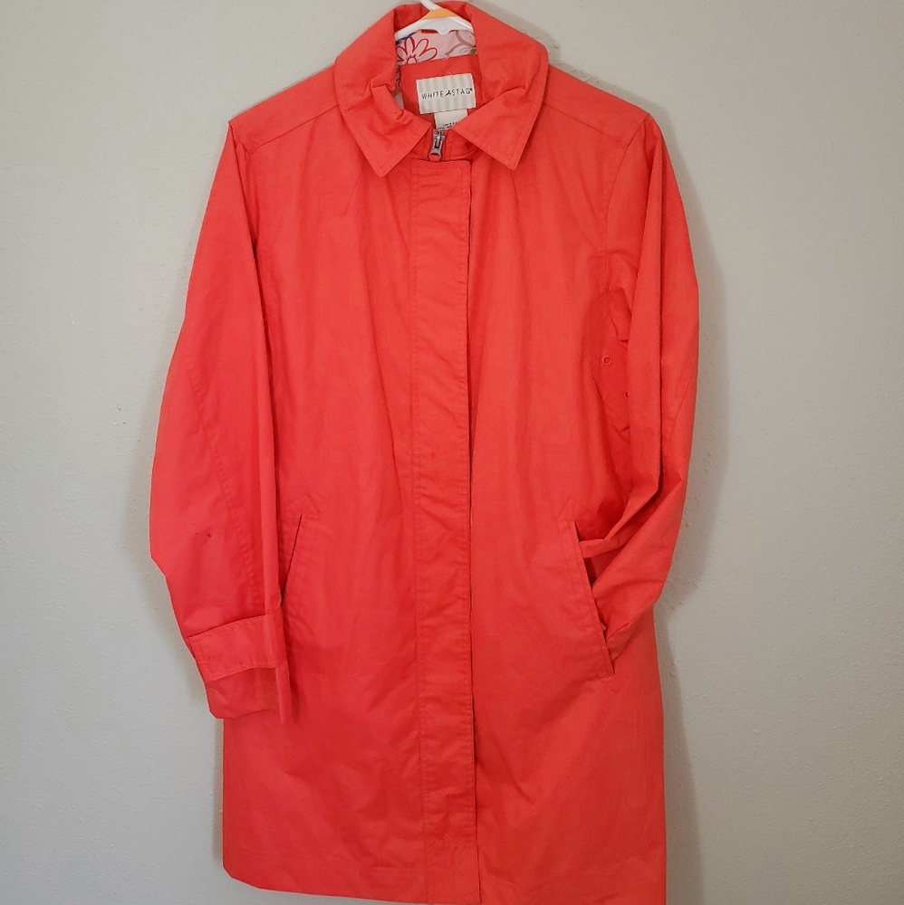 White Stag Raincoat Trench Coat pink flowers